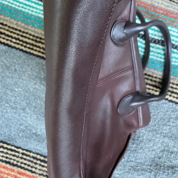 Vintage Etienne Aigner Dark Brown Satchel with Gold Buckle - Picture 7 of 13